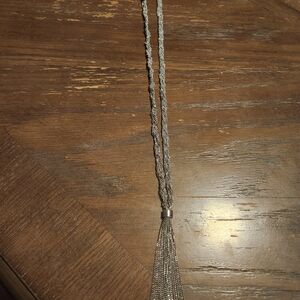 Elegant Silver Tassel Necklace